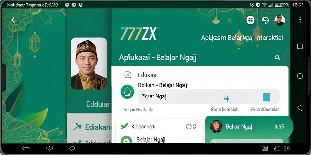 Antarmuka aplikasi 777ZX yang intuitif dan menarik untuk belajar ngaji.