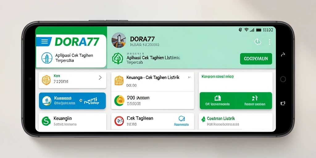 Tampilan antarmuka aplikasi DORA77 untuk cek tagihan listrik.