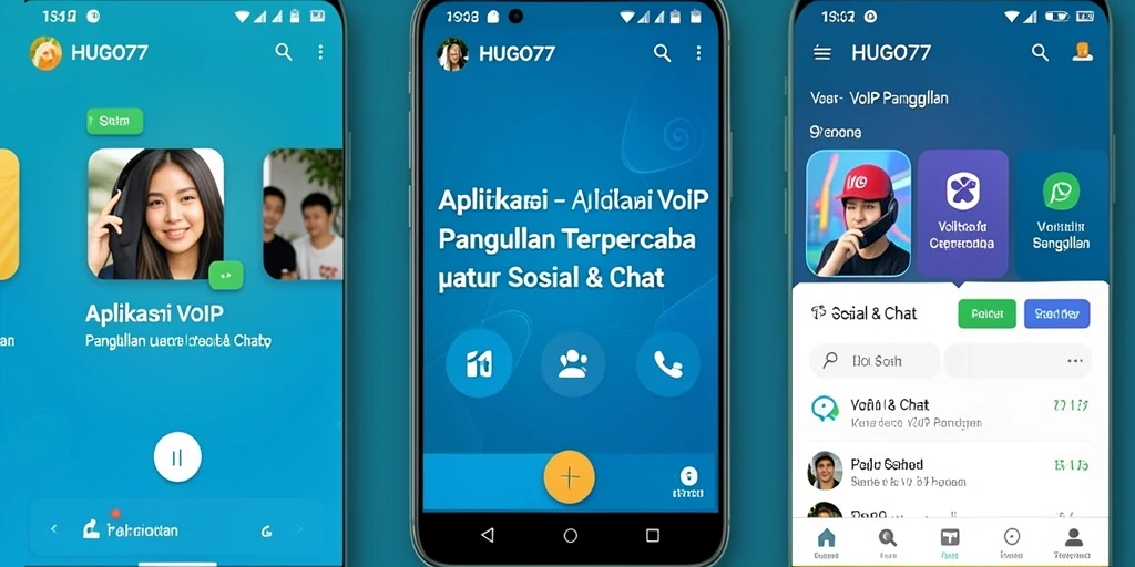 Antarmuka aplikasi HUGO77 yang simpel dan fungsional untuk VoIP Panggilan.