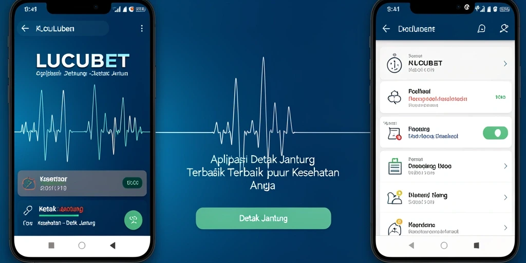 Antarmuka utama LUCUBET menampilkan grafik detak jantung yang informatif.