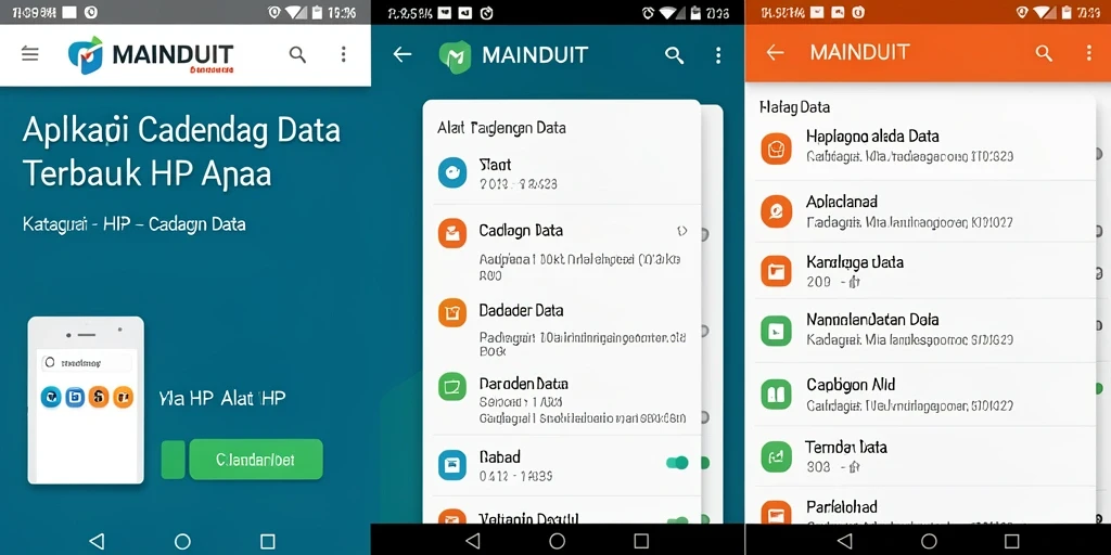 Tampilan antarmuka MAINDUIT yang sederhana dan fungsional untuk Cadangan Data.