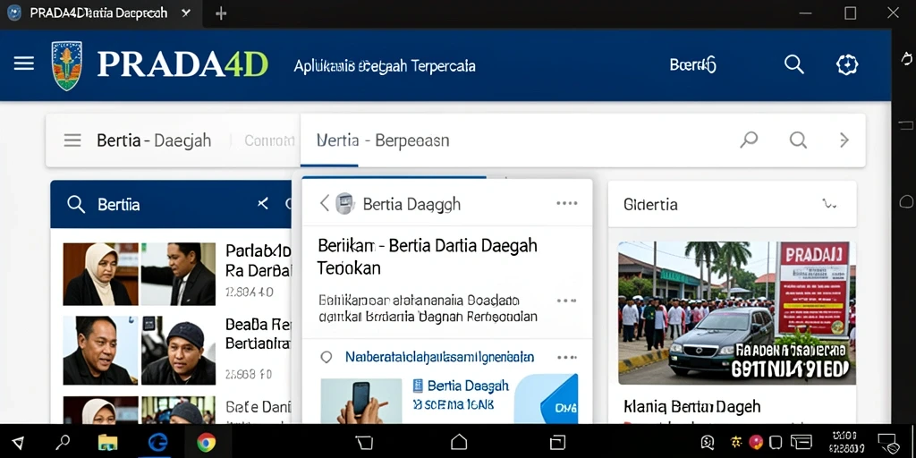 Antarmuka PRADA4D yang menampilkan berita daerah terkini.