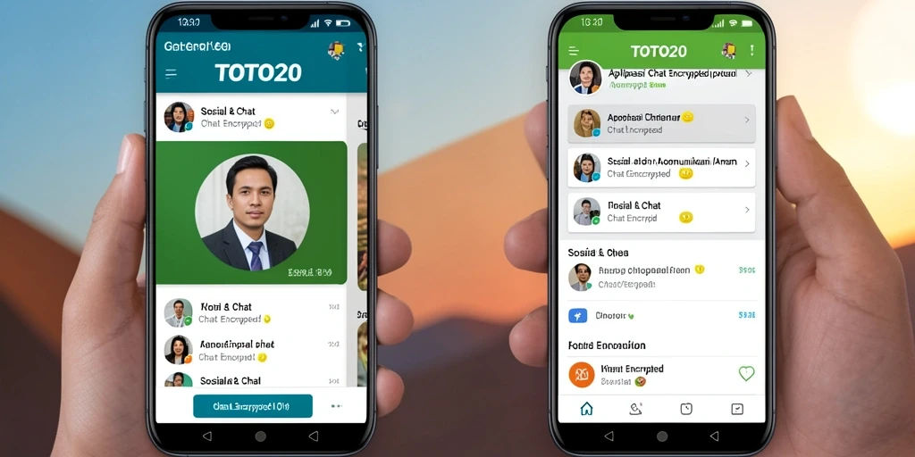 Screenshot antarmuka pengguna TOTO20 dengan fitur Chat Encrypted.